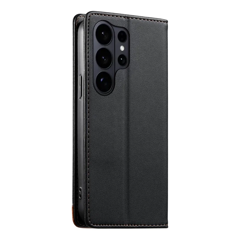 DIERFENG DF-018 for Samsung Galaxy S26 Ultra Case RFID Blocking Wallet Leather Phone Cover with Color Splicing Logo Corner - Black