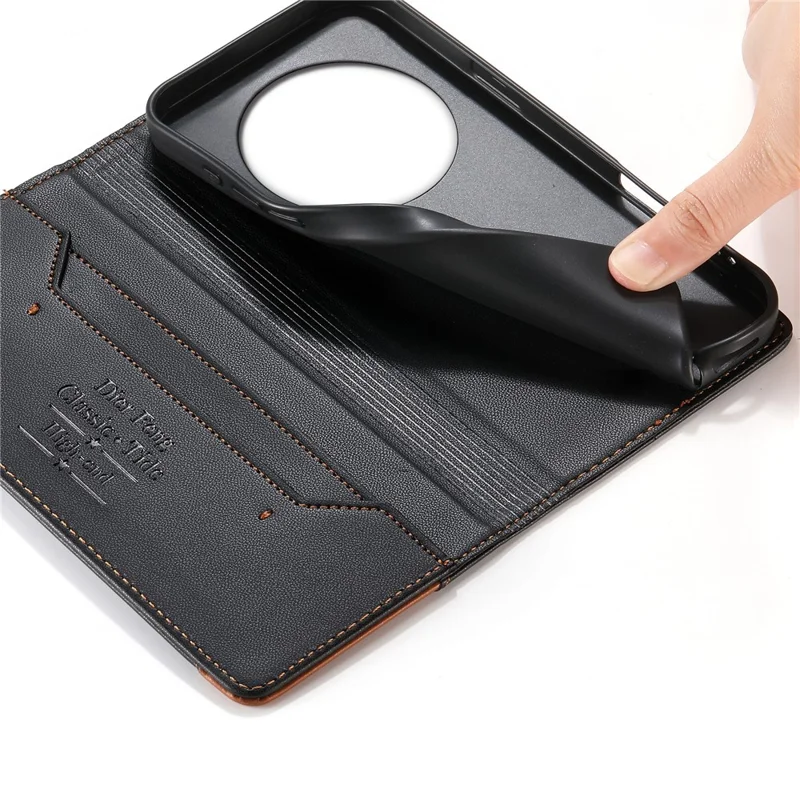 DIERFENG DF-018 for Xiaomi Poco C75 4G  /  Redmi 14R 5G  /  14C 4G Case RFID Blocking Wallet Leather Phone Cover with Color Splicing Logo Corner - Black
