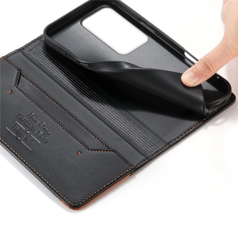 DIERFENG DF-018 for Xiaomi Redmi 15 4G (EU) (171mm) Case RFID Blocking Wallet Leather Phone Cover with Color Splicing Logo Corner - Black