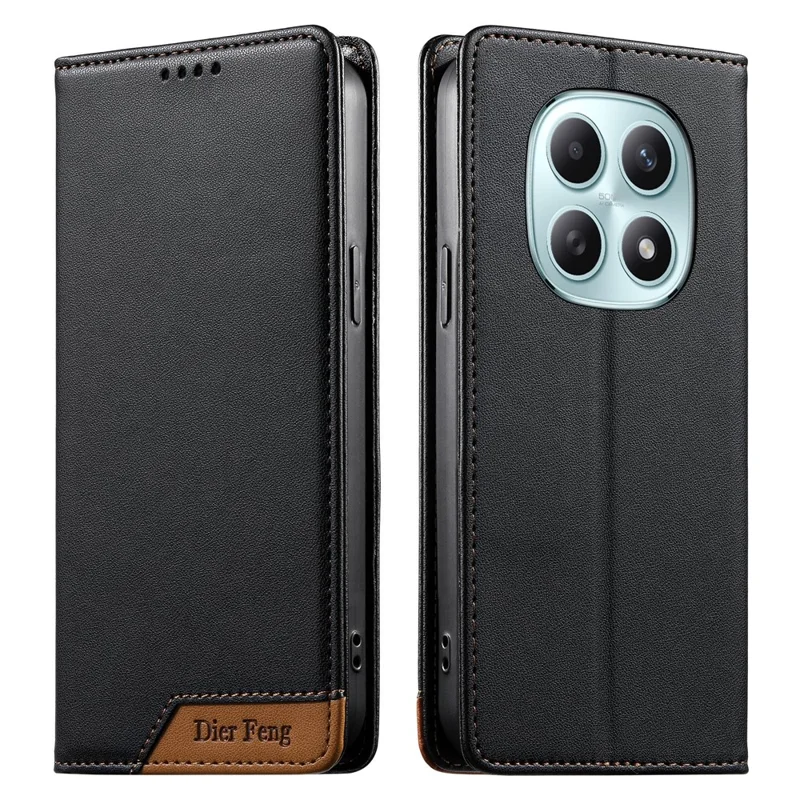 DIERFENG DF-018 for Xiaomi Poco M8 5G  /  Redmi Note 15 5G (Global) Case RFID Blocking Wallet Leather Phone Cover with Color Splicing Logo Corner - Black