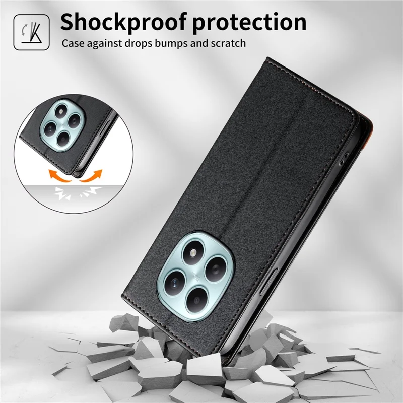 DIERFENG DF-018 for Xiaomi Poco M8 5G  /  Redmi Note 15 5G (Global) Case RFID Blocking Wallet Leather Phone Cover with Color Splicing Logo Corner - Black