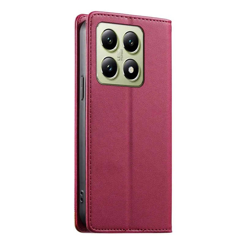 DIERFENG DF-018 for Xiaomi 14T Case RFID Blocking Wallet Leather Phone Cover with Color Splicing Logo Corner - Red