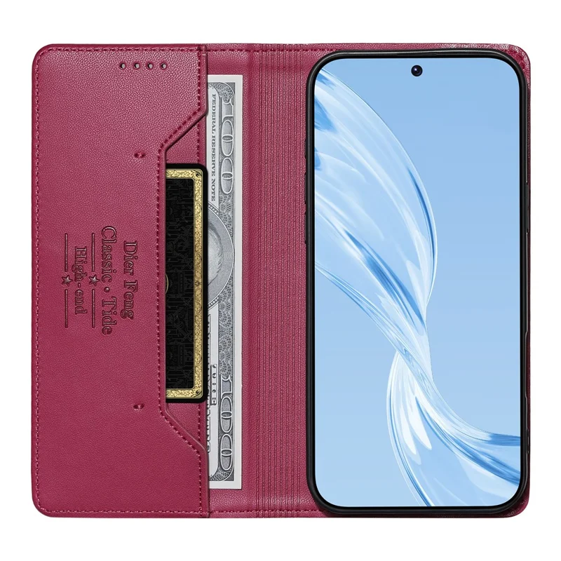 DIERFENG DF-018 for Xiaomi 14T Case RFID Blocking Wallet Leather Phone Cover with Color Splicing Logo Corner - Red
