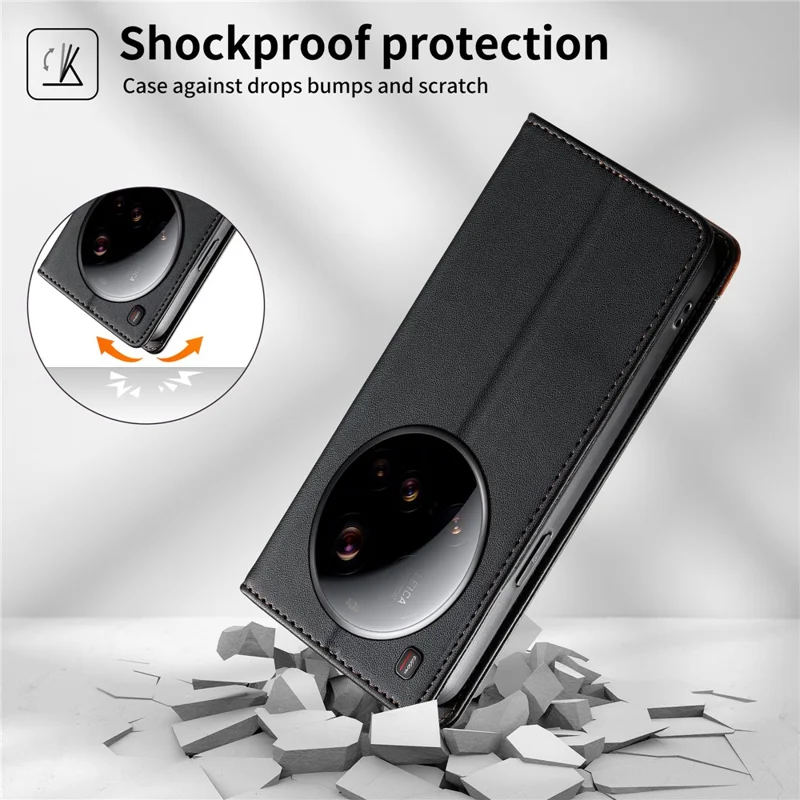 DIERFENG DF-018 for Xiaomi 15 Ultra Case RFID Blocking Wallet Leather Phone Cover with Color Splicing Logo Corner - Black