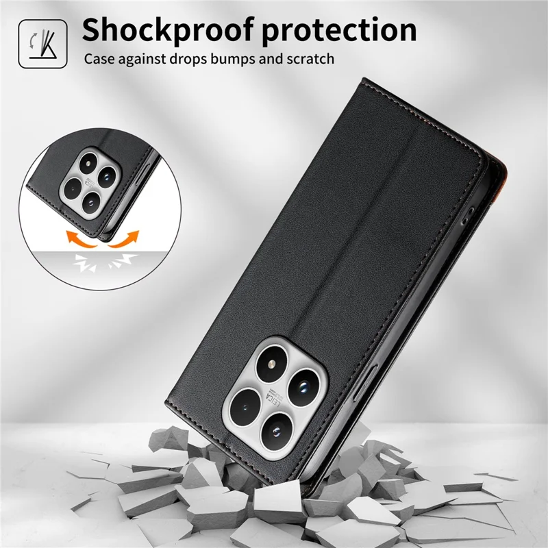 DIERFENG DF-018 for Xiaomi 17 Case RFID Blocking Wallet Leather Phone Cover with Color Splicing Logo Corner - Black