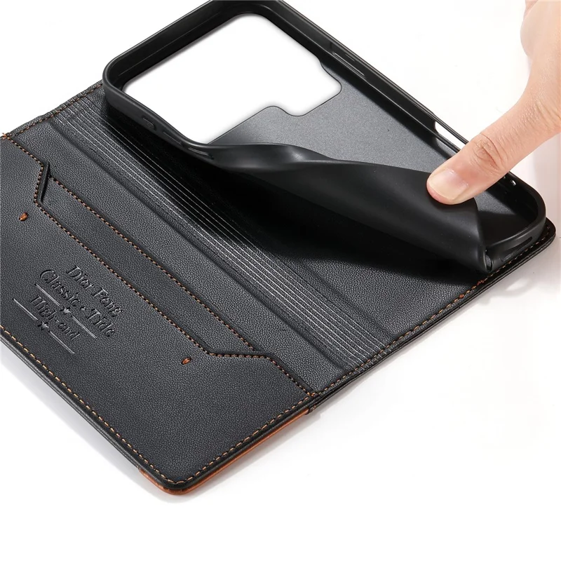 DIERFENG DF-018 for Xiaomi 17 Pro Max Case RFID Blocking Wallet Leather Phone Cover with Color Splicing Logo Corner - Black