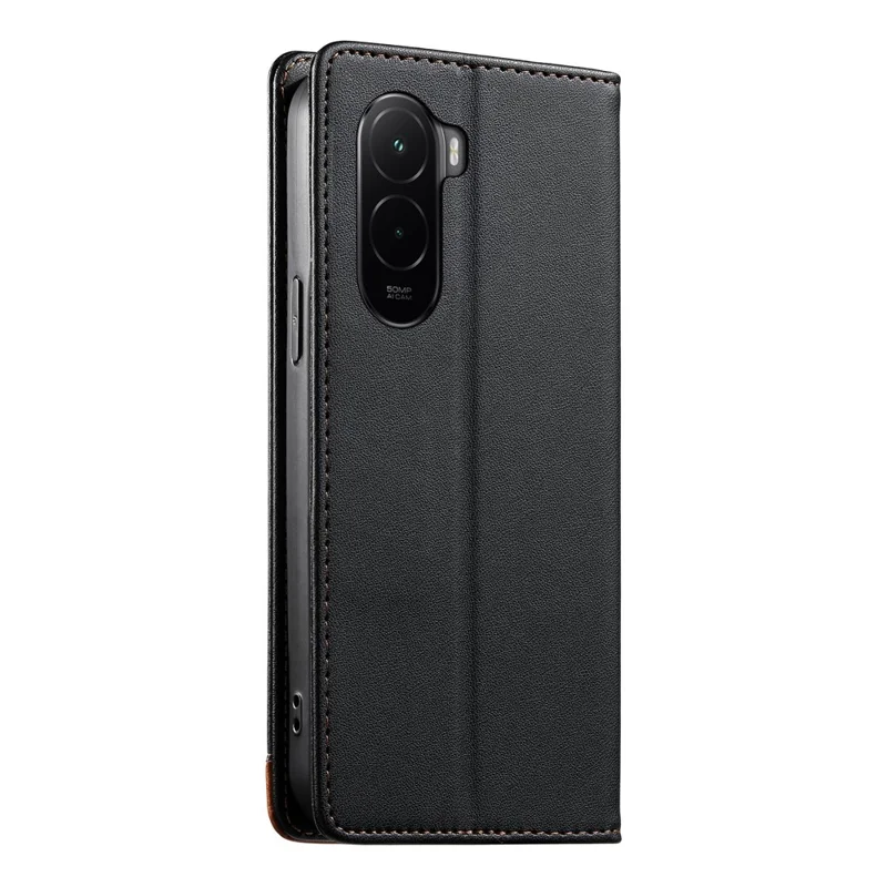 DIERFENG DF-018 for Xiaomi Poco M7 4G (EU) (171mm) Case RFID Blocking Wallet Leather Phone Cover with Color Splicing Logo Corner - Black
