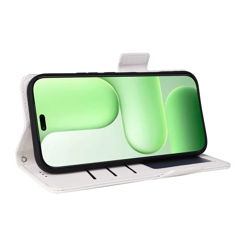 For Honor 600 Lite 5G Litchi Texture Wallet Leather Phone Cover with Wrist Strap - White