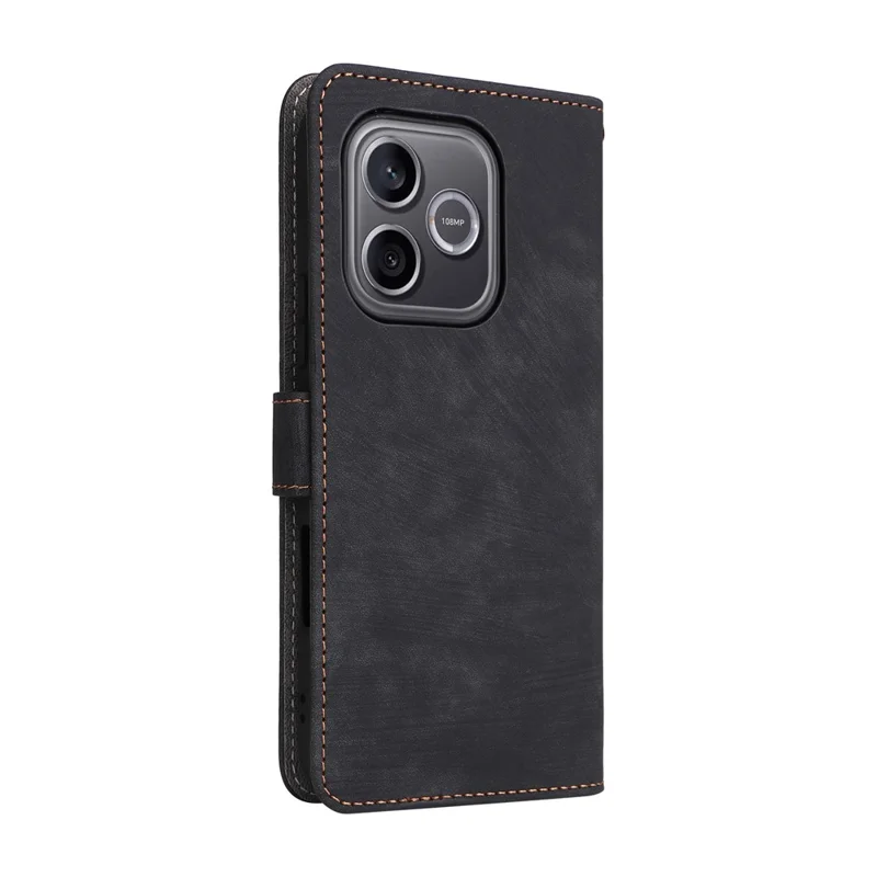 For Honor 600 Lite 5G Case Wallet RFID Blocking PU Leather Phone Cover Stand with Strap - Black