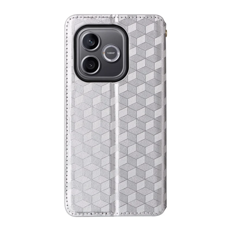 For Honor 600 Lite 5G Case Wallet Rhombus Imprinted PU Leather Phone Cover - Silver