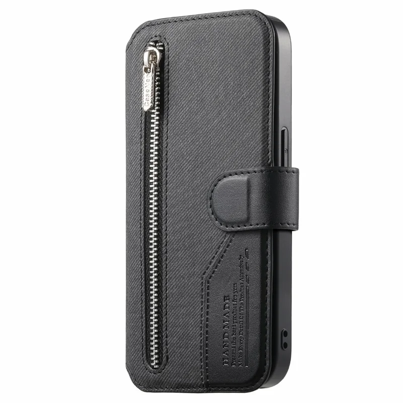 For Samsung Galaxy A36 5G Magnetic Case RFID Blocking Detachable Wallet Stand Cloth Texture Leather Phone Cover - Black