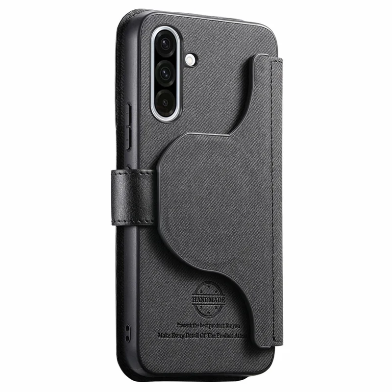 For Samsung Galaxy A16 5G  /  4G Magnetic Case RFID Blocking Detachable Wallet Stand Cloth Texture Leather Phone Cover - Black