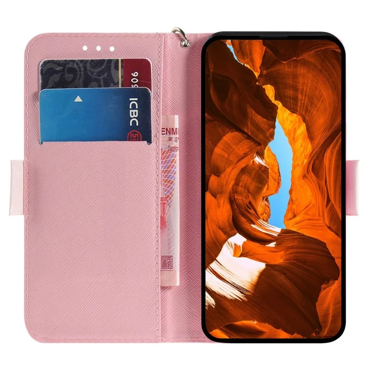 3D-Musterdrucktelefon-Abdeckung für Huawei nova Y70 Plus 4G, gut geschütztes PU-Leder-Standessteckportenhandygehäuse mit Riemen - Magnolie