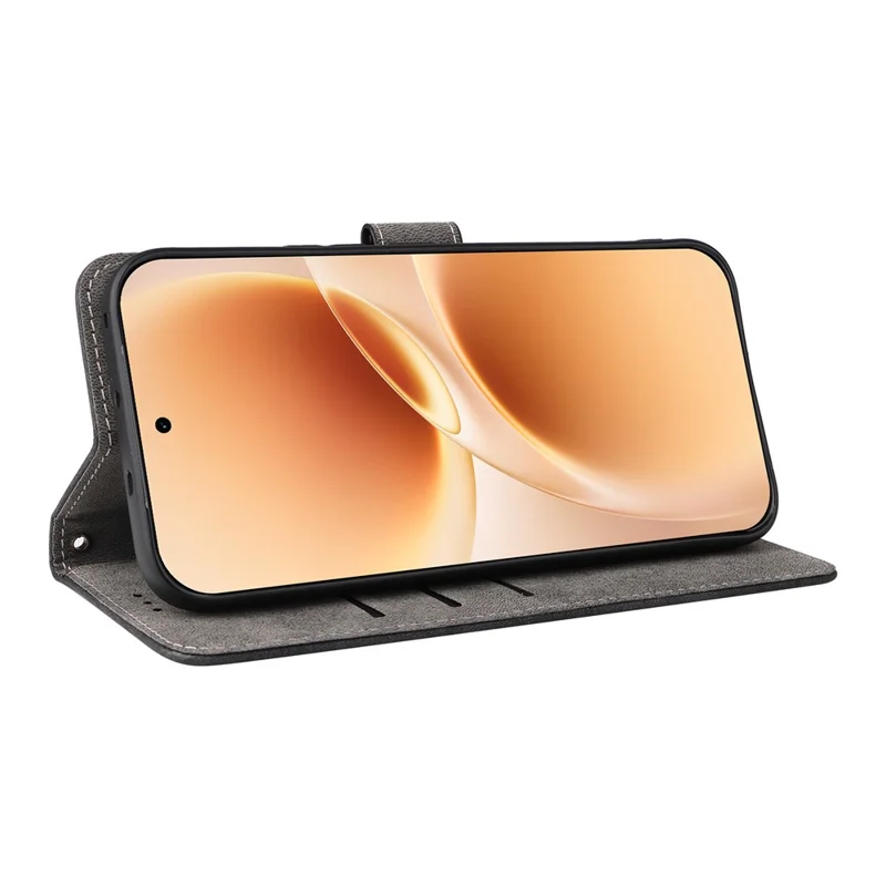 Phone Case For vivo V70 5G  /  V70 Elite 5G Wallet RFID Blocking PU Leather Phone Cover Stand with Strap - Black