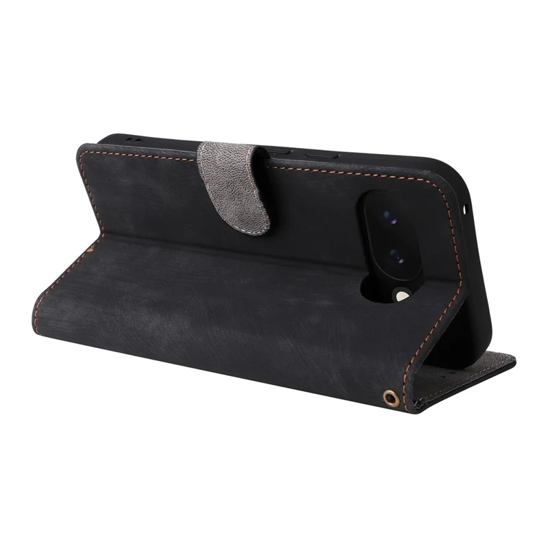 Phone Case For Google Pixel 10a Wallet RFID Blocking PU Leather Phone Cover Stand with Strap - Black