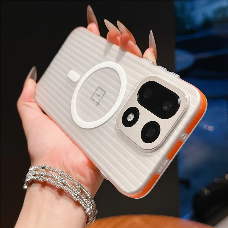 For OnePlus 15 5G Magnetic Phone Case Matte Texture Shockproof Protective PC Cover - Orange