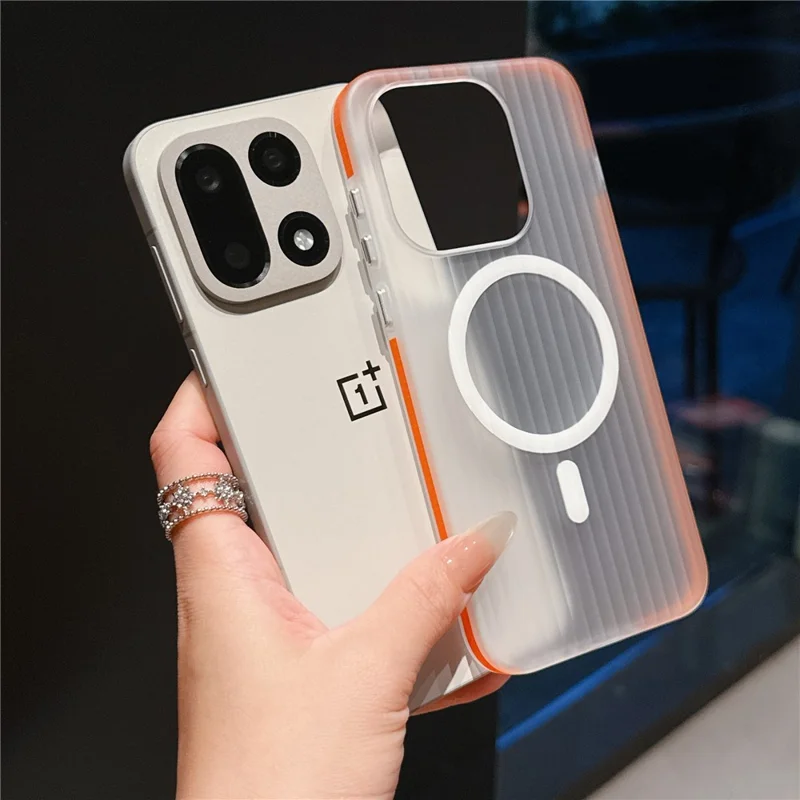 For OnePlus 15 5G Magnetic Phone Case Matte Texture Shockproof Protective PC Cover - Orange
