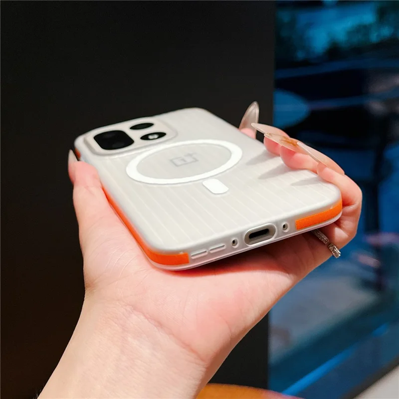 For OnePlus 15 5G Magnetic Phone Case Matte Texture Shockproof Protective PC Cover - Orange