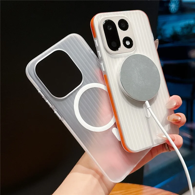 For OnePlus 15 5G Magnetic Phone Case Matte Texture Shockproof Protective PC Cover - Orange