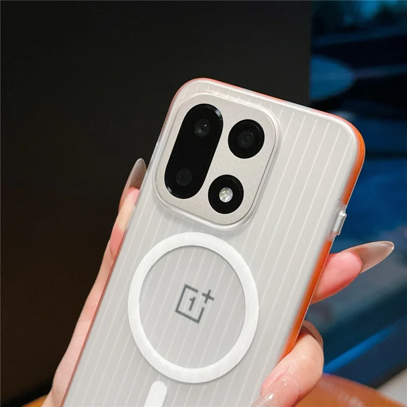 For OnePlus 15 5G Magnetic Phone Case Matte Texture Shockproof Protective PC Cover - Orange