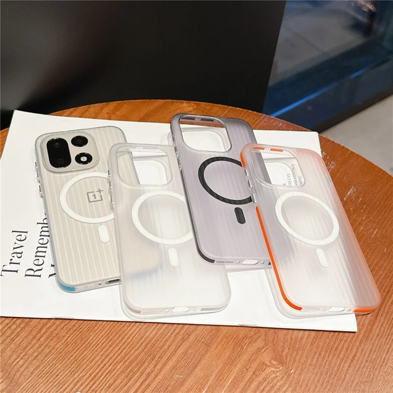 For OnePlus 15 5G Magnetic Phone Case Matte Texture Shockproof Protective PC Cover - Orange