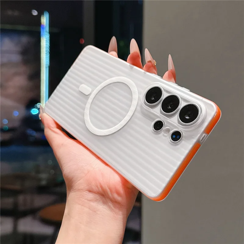 For Samsung Galaxy S26 Ultra Magnetic Phone Case Matte Texture Shockproof Protective PC Cover - Orange