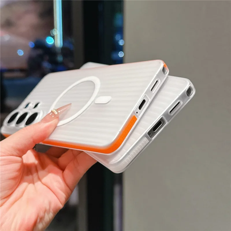 For Samsung Galaxy S26 Ultra Magnetic Phone Case Matte Texture Shockproof Protective PC Cover - Orange