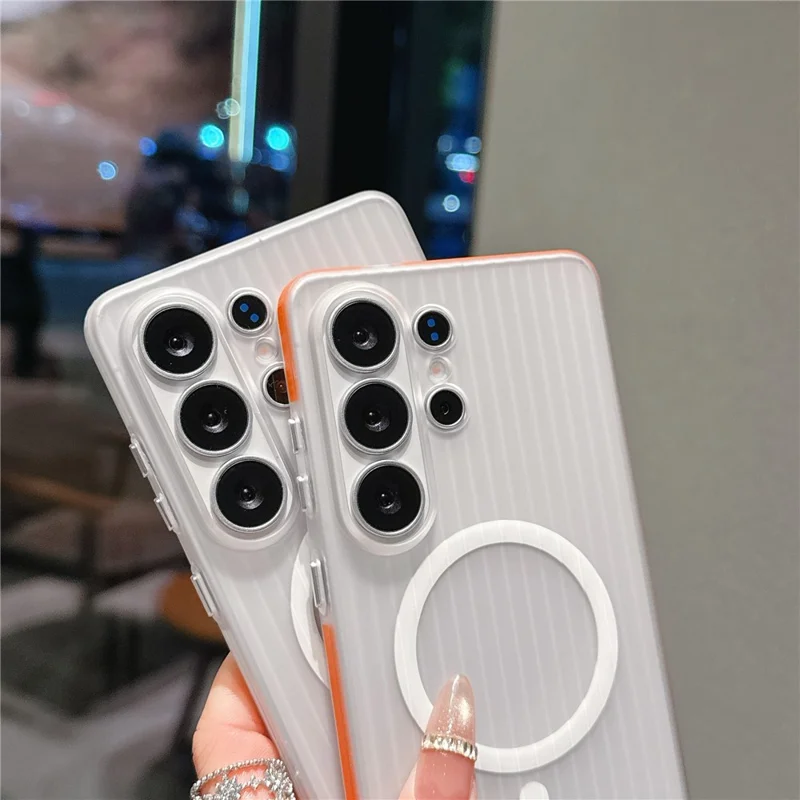 For Samsung Galaxy S26 Ultra Magnetic Phone Case Matte Texture Shockproof Protective PC Cover - Orange