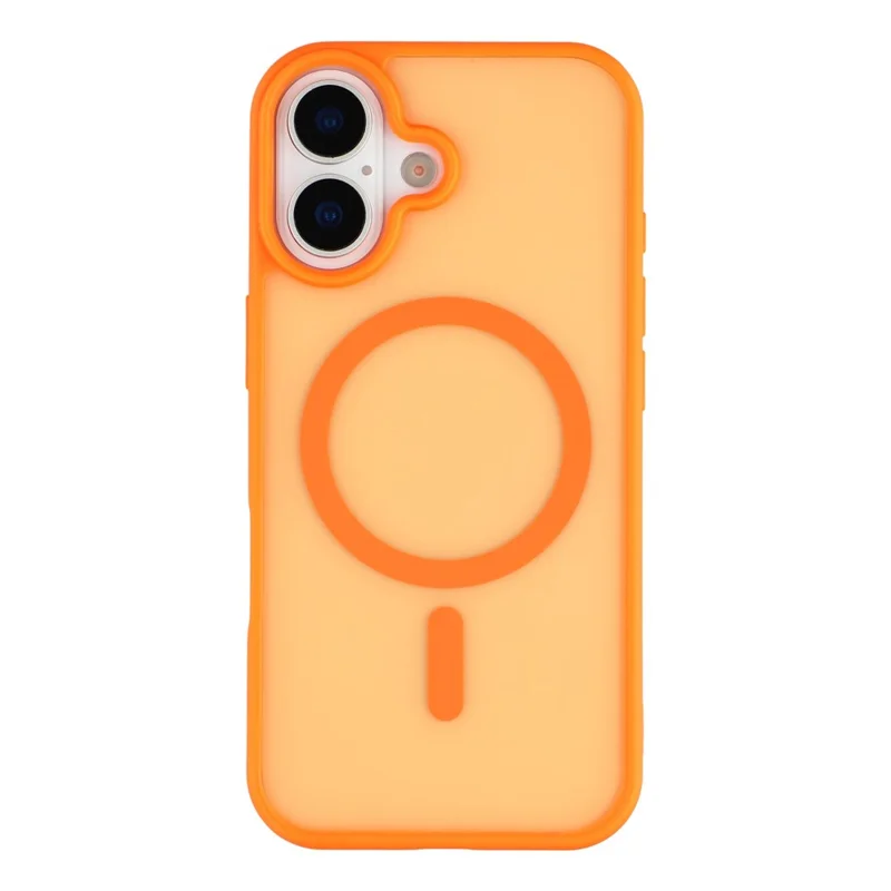For iPhone 16 Magnetic Case 1.5mm Skin-feel PC TPU Shockproof Mobile Back Cover (Compatible with MagSafe) - Orange