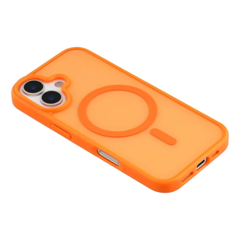 For iPhone 16 Magnetic Case 1.5mm Skin-feel PC TPU Shockproof Mobile Back Cover (Compatible with MagSafe) - Orange