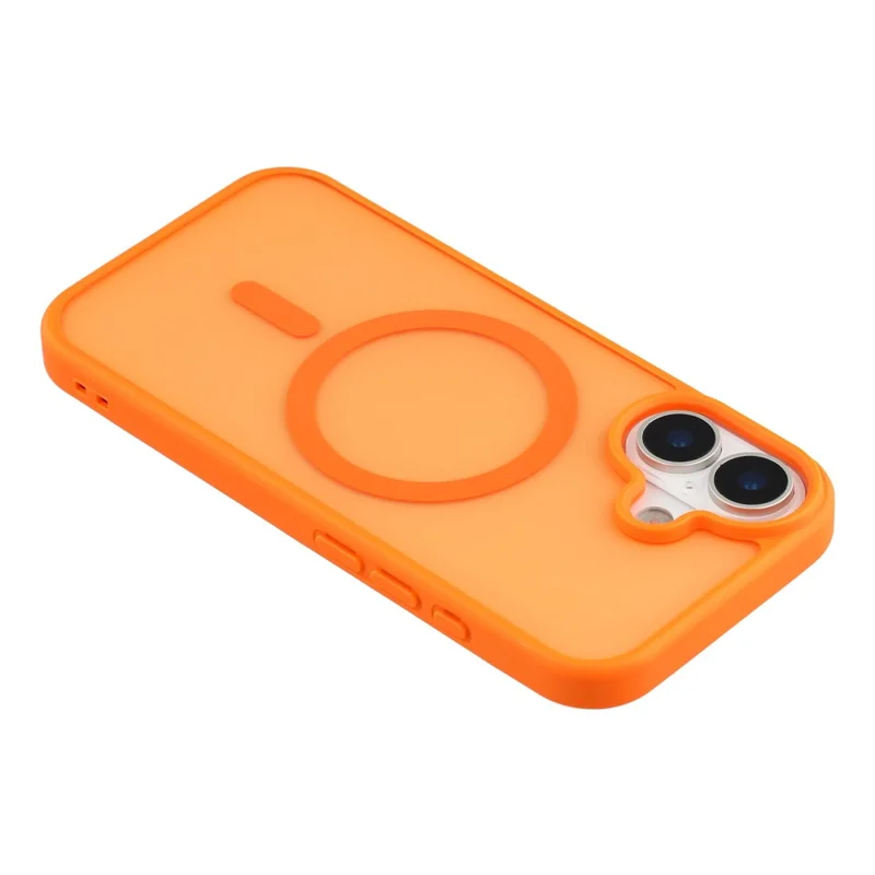 For iPhone 16 Magnetic Case 1.5mm Skin-feel PC TPU Shockproof Mobile Back Cover (Compatible with MagSafe) - Orange