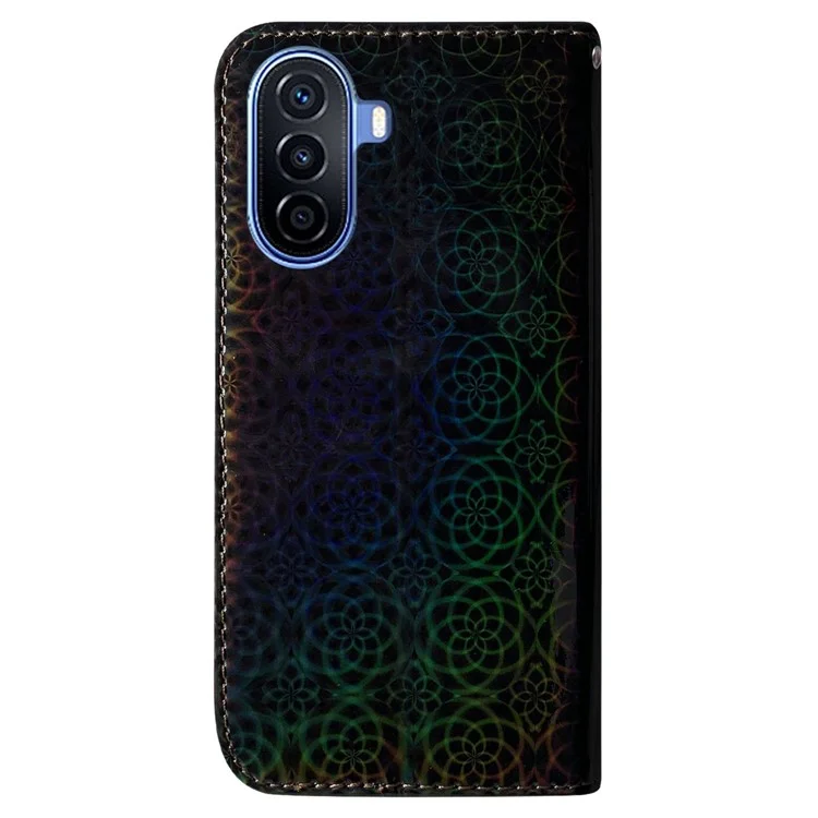 Для Huawei Nova Y70 Plus 4G Ослепительный Цветочный Рисунок Корпус PU - Черный