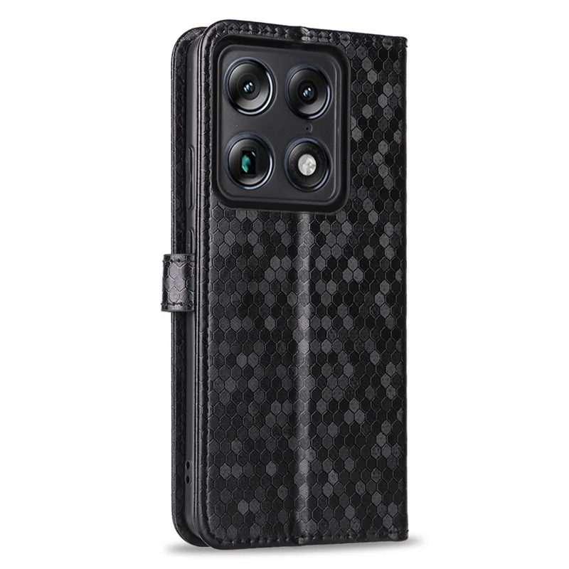 For Motorola Moto X70 Air Pro 5G Wallet Case Dot Pattern Imprint PU Leather Phone Cover with Wrist Strap - Black