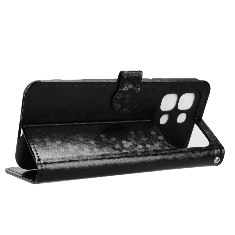 For Infinix Note Edge 5G Wallet Case Dot Pattern Imprint PU Leather Phone Cover with Wrist Strap - Black