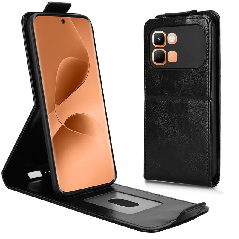 For Infinix Note Edge 5G Stand Case Magnetic Clasp Vertical Flip Leather Phone Cover with Card Holder - Black