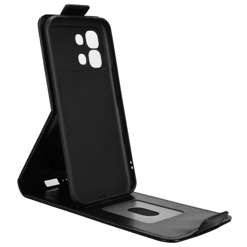 For Infinix Note Edge 5G Stand Case Magnetic Clasp Vertical Flip Leather Phone Cover with Card Holder - Black