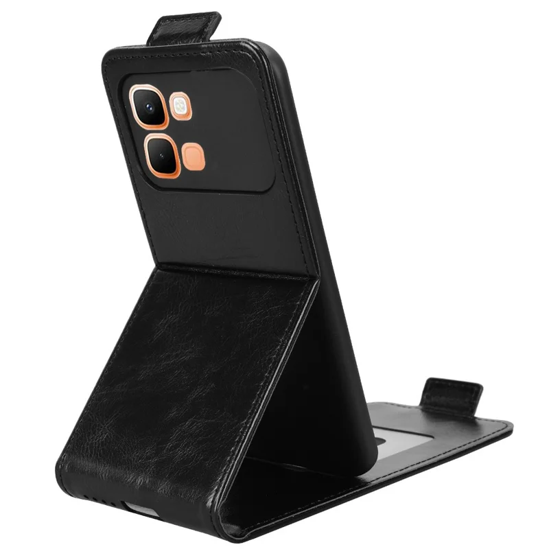 For Infinix Note Edge 5G Stand Case Magnetic Clasp Vertical Flip Leather Phone Cover with Card Holder - Black