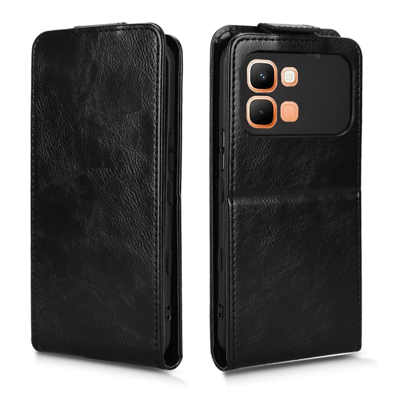 For Infinix Note Edge 5G Stand Case Magnetic Clasp Vertical Flip Leather Phone Cover with Card Holder - Black