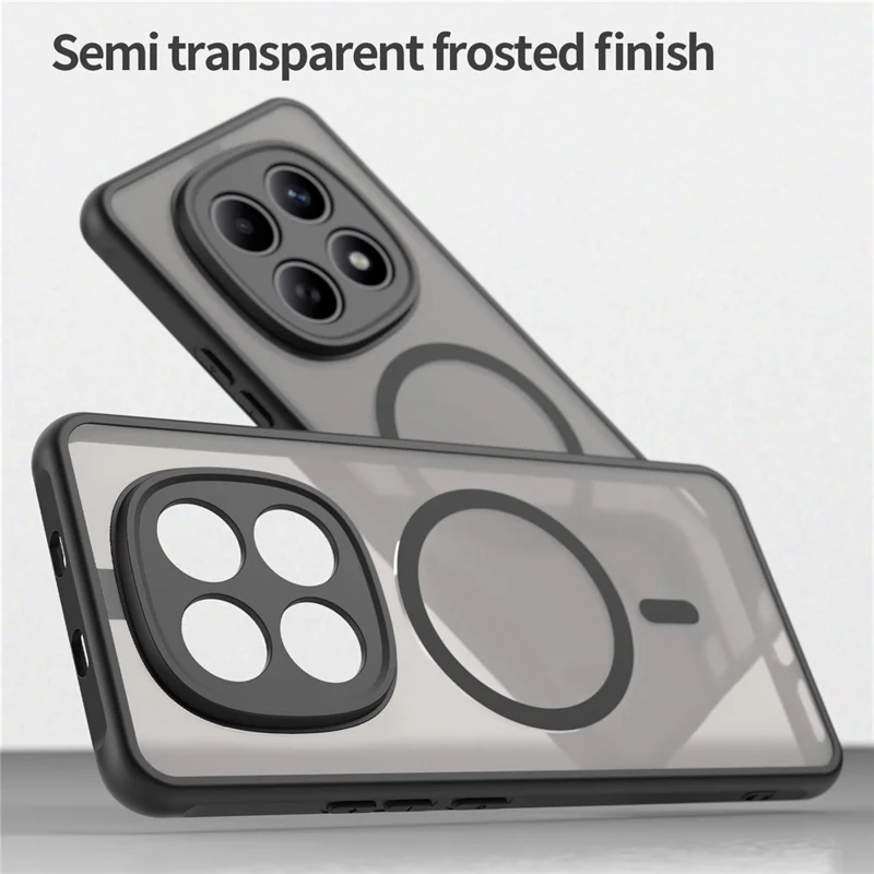 For Xiaomi Redmi Note 15 4G (Global) Magnetic Case Anti Drop PC + TPU Phone Cover - Black