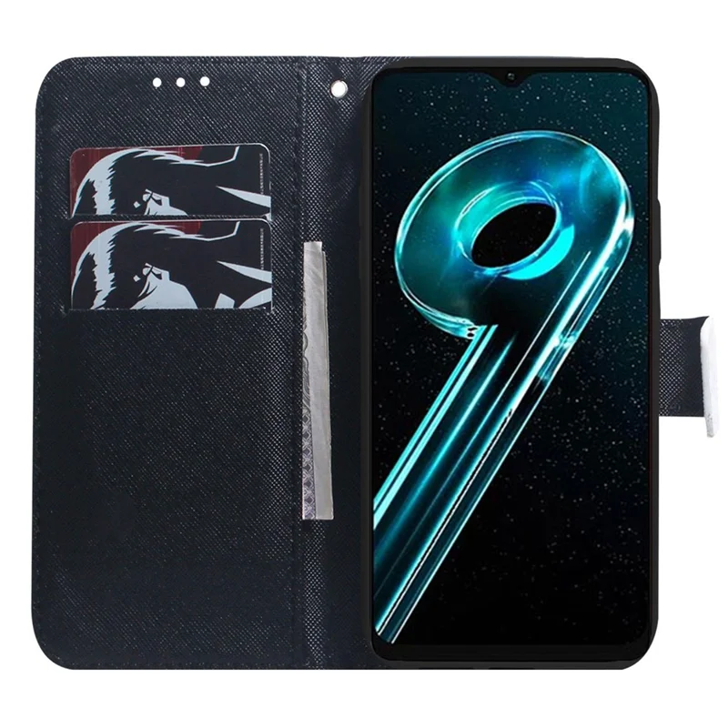 For Realme C33 2023 4G / C33 4G Anti-scratch Pattern Printing PU Leather Cover Wallet Style Magnetic Closure Stand Phone Case Shell - Panda