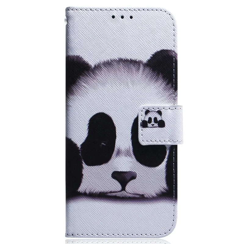 For Realme C33 2023 4G / C33 4G Anti-scratch Pattern Printing PU Leather Cover Wallet Style Magnetic Closure Stand Phone Case Shell - Panda