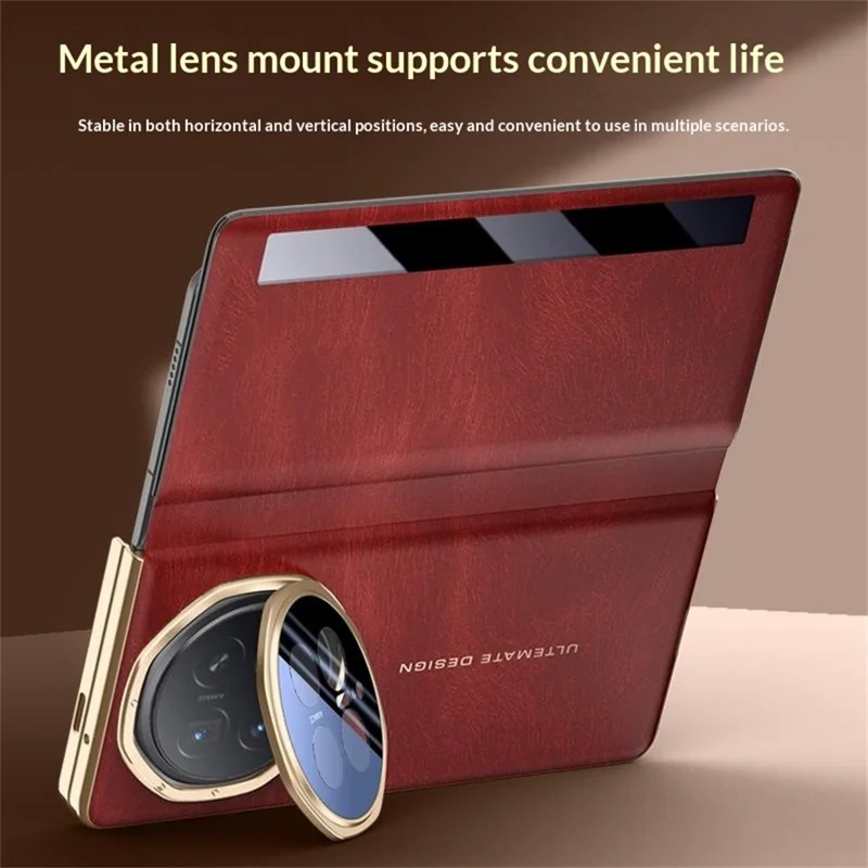 For Honor Magic V6 5G Case Smart View Window Leather Phone Cover with Metal Lens Kickstand - Black