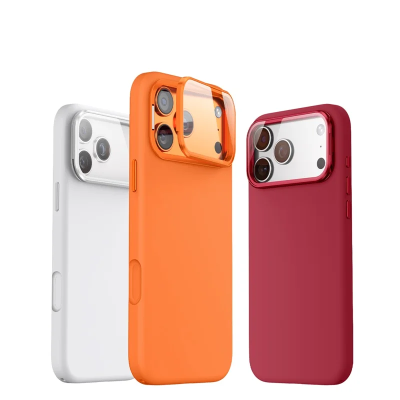 Magnetic Case for iPhone 17 Pro Max / 16 Pro Max Liquid Silicone Mobile Cover with Lens Protector Kickstand Compatible with MagSafe - Red