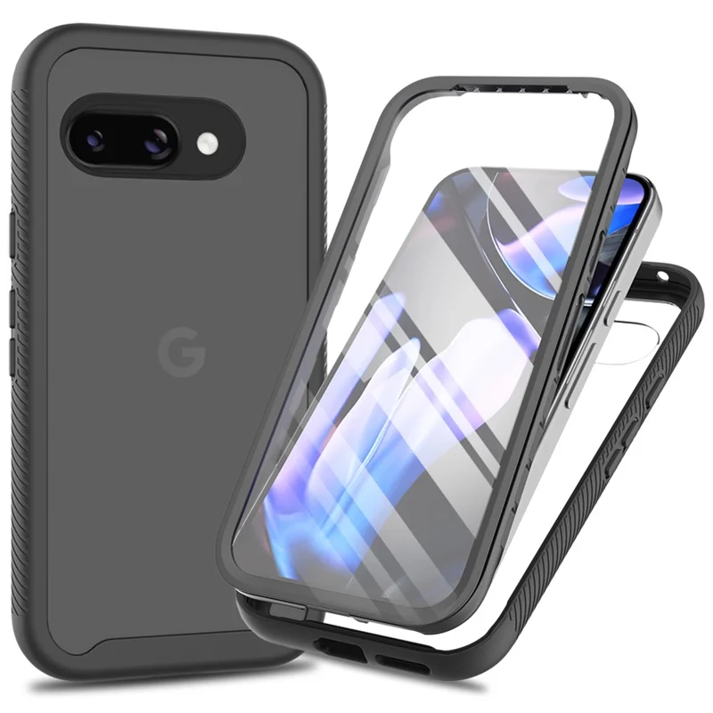 For Google Pixel 10a Clear Case PC + TPU Phone Back Cover with PET Screen Film - Black