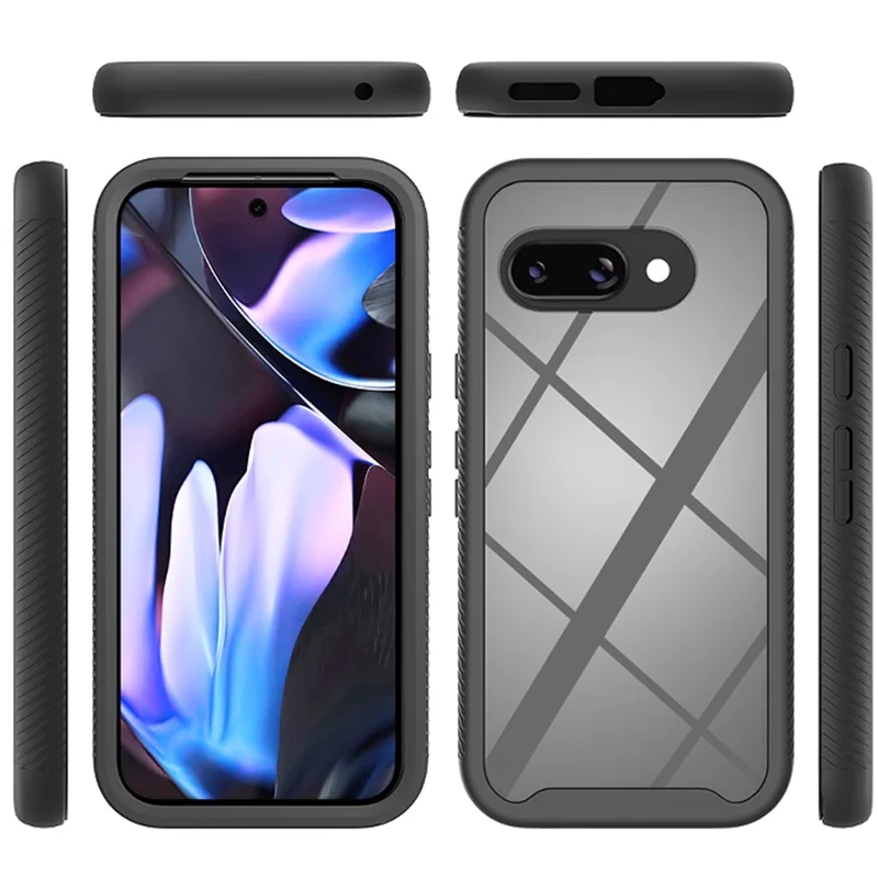 For Google Pixel 10a Clear Case PC + TPU Phone Back Cover with PET Screen Film - Black