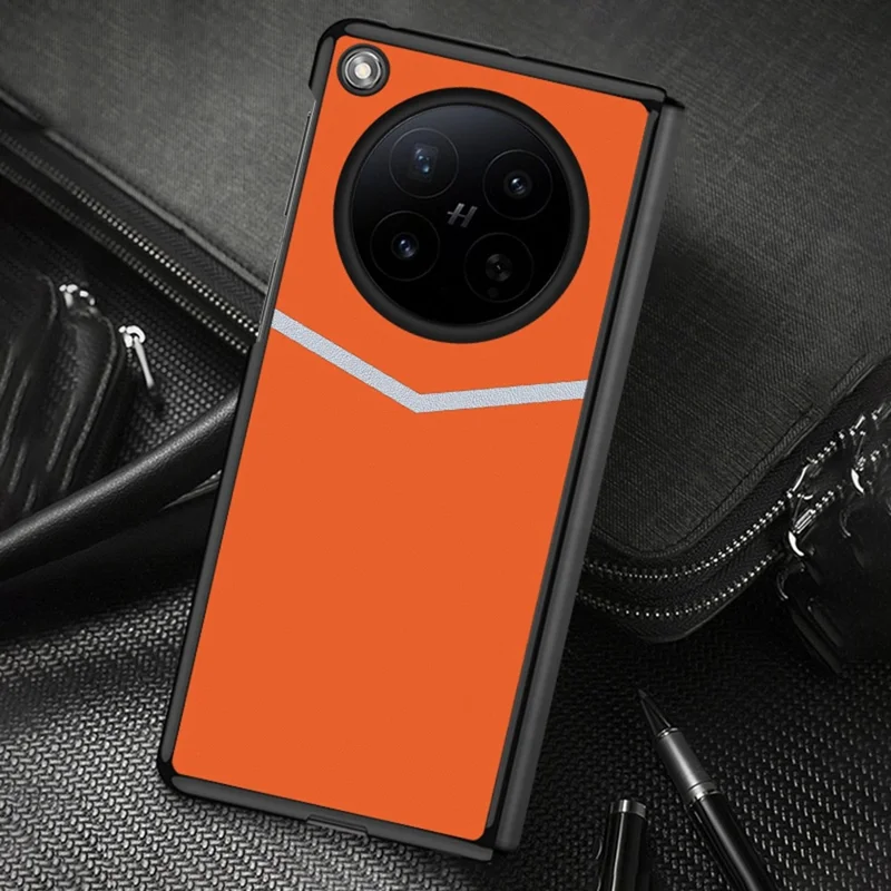 For Oppo Find N6 5G Case V-Shape Splicing Leather Coated PC Phone Cover - White