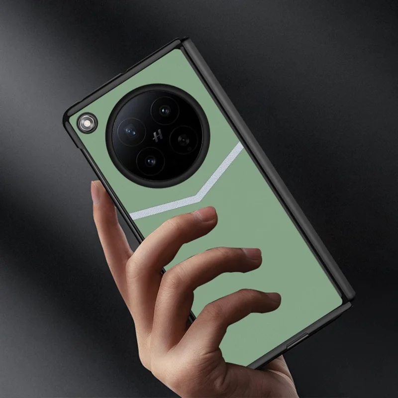 For Oppo Find N6 5G Case V-Shape Splicing Leather Coated PC Phone Cover - White