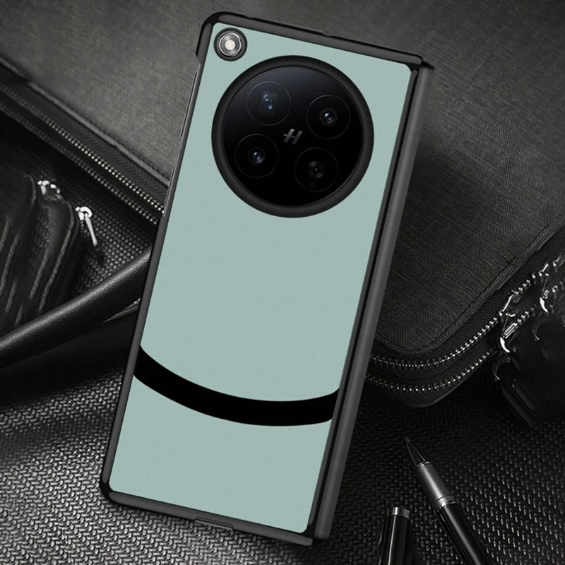 For Oppo Find N6 5G Case Business Patchwork PU Leather Coated PC Phone Cover - Navy Blue