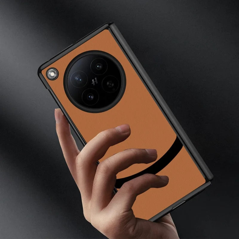 For Oppo Find N6 5G Case Business Patchwork PU Leather Coated PC Phone Cover - Navy Blue