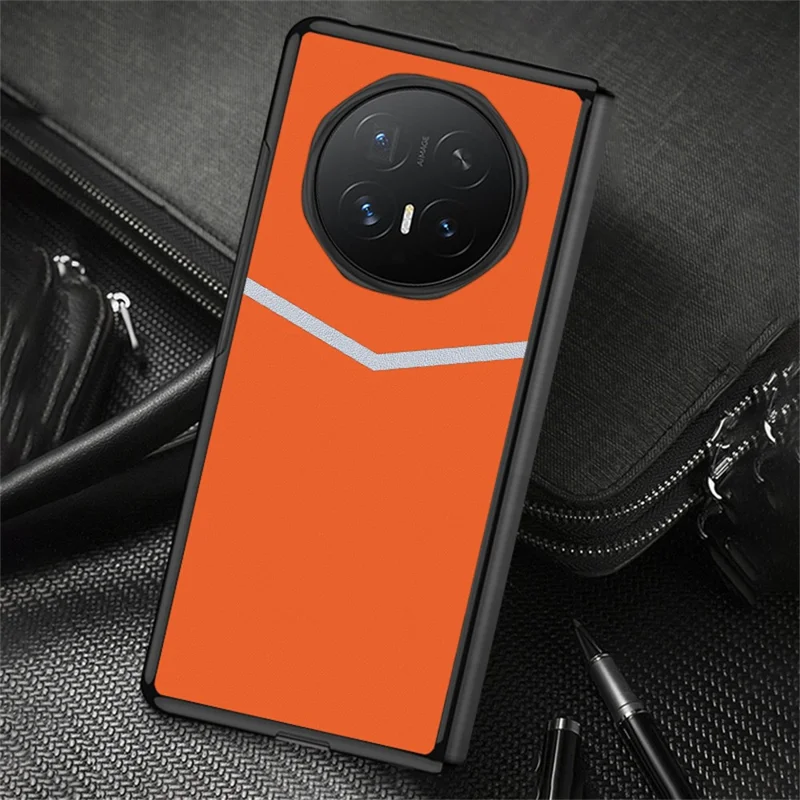 Capa para Honor Magic V6 5G, Capa em Couro PU com Revestimento PC, Costura em V, Cor Laranja